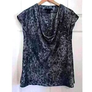 Calvin Klein Women's Cowl Neck Tunic Top Blue Grey Size S Silky Office Casual